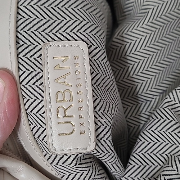 Urban Expressions Elegant Cream Woven Women's Shoulder Bag - Picture 6 of 12